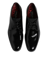 Dolce & Gabbana Black Leather Lace Up Men Derby Formal Shoes