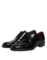 Dolce & Gabbana Black Leather Lace Up Men Derby Formal Shoes