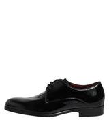 Dolce & Gabbana Black Leather Lace Up Men Derby Formal Shoes