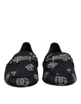 Dolce & Gabbana Blue Logo Cotton Loafers Formal Dress Shoes