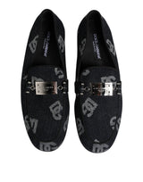 Dolce & Gabbana Blue Logo Cotton Loafers Formal Dress Shoes