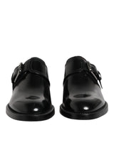 Dolce & Gabbana Black Leather Monk Strap Derby Formal Shoes