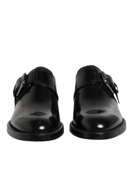 Dolce & Gabbana Black Leather Monk Strap Derby Formal Shoes