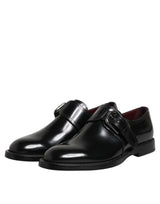 Dolce & Gabbana Black Leather Monk Strap Derby Formal Shoes