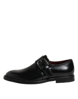 Dolce & Gabbana Black Leather Monk Strap Derby Formal Shoes