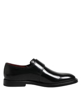 Dolce & Gabbana Black Leather Monk Strap Derby Formal Shoes