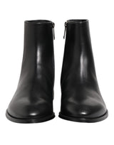 Dolce & Gabbana Black Leather Mid Calf Men Boots Shoes
