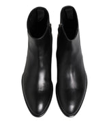 Dolce & Gabbana Black Leather Mid Calf Men Boots Shoes