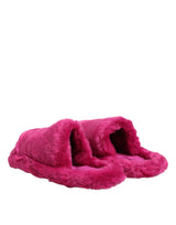 Dolce & Gabbana Pink Acrylic Faux Fur Mens Flats Sandals Shoes
