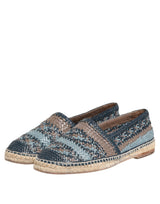 Dolce & Gabbana Blue Gray Woven Leather Buffalo Espadrille Shoes