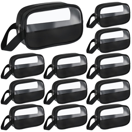12 Pieces Toiletry Bag for Women Men Travel Toiletry Bag Translucent Small Makeup Bag Pouch Portable Waterproof Cosmetic Bag Set Make Up Travel Bag Organizer for Accessories Toiletries (Black)