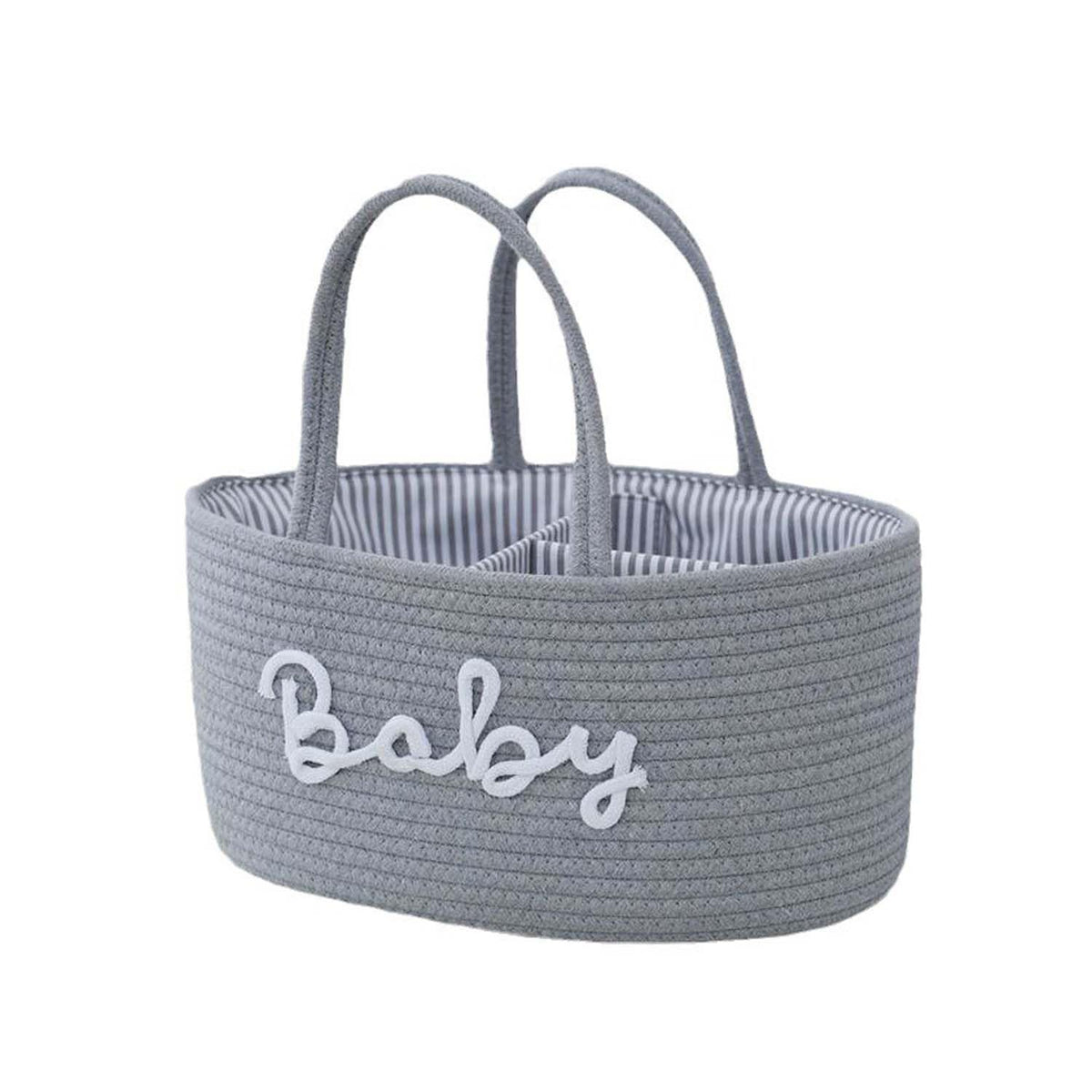 kamuavni Diaper Caddy Organizer for Changing Table Cotton Rope Baby Storage Basket for Diaper Wipes Car Caddy Organizer Nursery Diaper Organizer With Divider Portable Diaper Storage -Light Grey