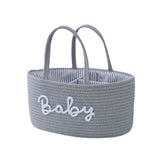 kamuavni Diaper Caddy Organizer for Changing Table Cotton Rope Baby Storage Basket for Diaper Wipes Car Caddy Organizer Nursery Diaper Organizer With Divider Portable Diaper Storage -Light Grey