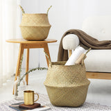 Foldable Natural Sea Grass Storage Basket for Home