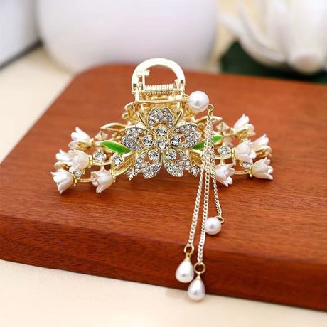 Rose Butterfly Tassel Hair Claw Clip for Elegant Look