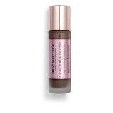 Makeup Revolution Conceal and Define Foundation Full Coverage & Matte Finish F18 for Dark Skin Tones Vegan & Cruelty-Free 0.7 Fl Oz