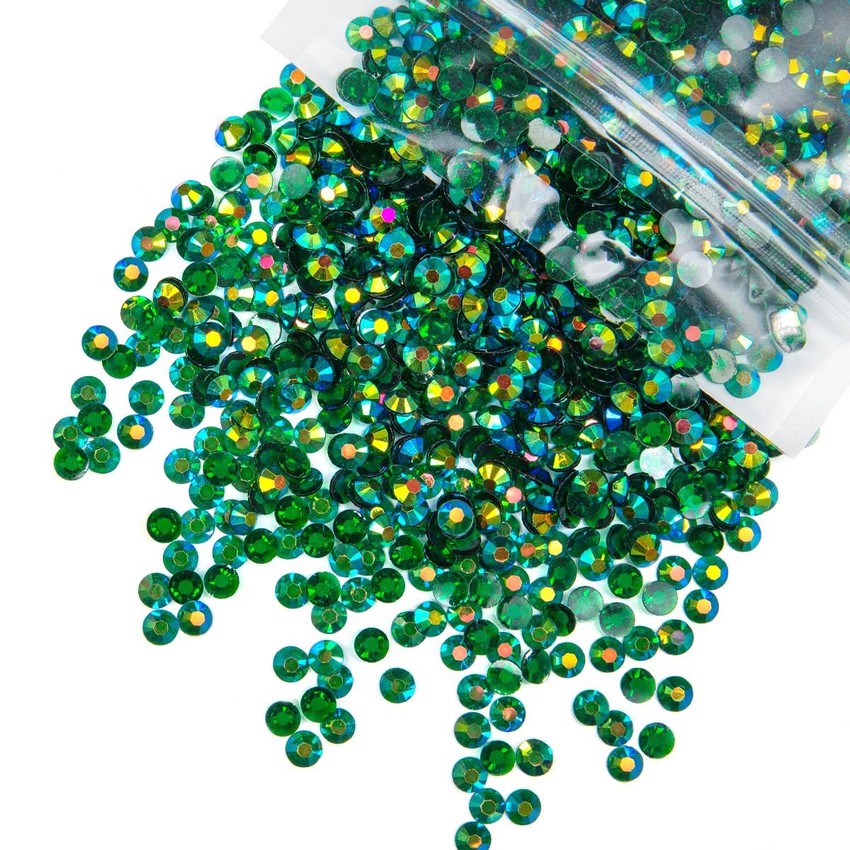 qiipii 620PCS 6mm Transparent Emerald Green AB Resin Rhinestones for Crafting Clear Dark Green Flatback Jelly Stones Bulk SS30 Diamonds Gems for Nails Face Eyes Makeup Tumblers Bottles Crafts Shoes