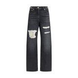 Versace Black Cotton Relaxed Fit Jeans