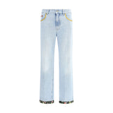 Valentino Light Blue Cotton Straight-Leg Jeans