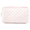 SOIDRAM Floral Makeup Bag Quilted Cosmetic Bag Cute Makeup Pouch Coquette Makeup Bag Aesthetic Travel toiletry bag Organizer Cotton Makeup Brushes Storage Bag for Women (Bow & Chain -M)