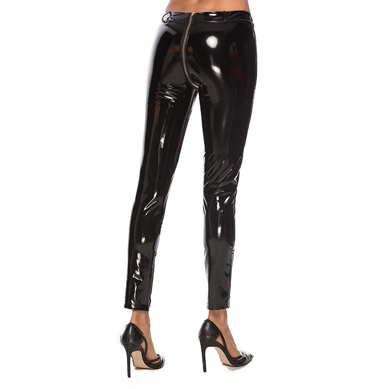 High Waist Slimming Patent Leather Skinny Pants