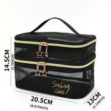 Double Layer Clear Mesh Makeup Purse and Organizer Bag