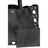 Valentino Garavani Black Calf Leather Bos Taurus Shoulder Bag
