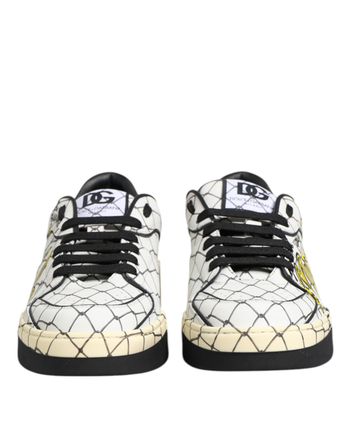 Dolce & Gabbana White Logo Print Low Top Men Sneakers Shoes