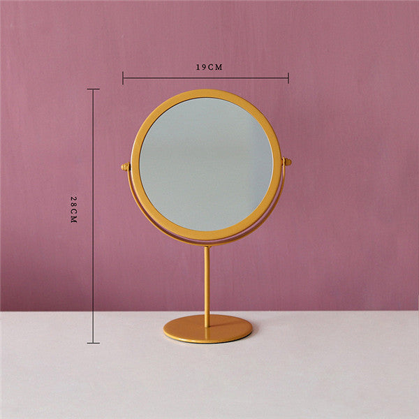 Round Metal Makeup Mirror with Desktop Stand
