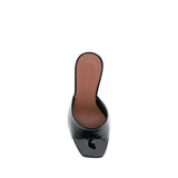 Amina Muaddi Black Calf Leather Bos Taurus Platform Sandals