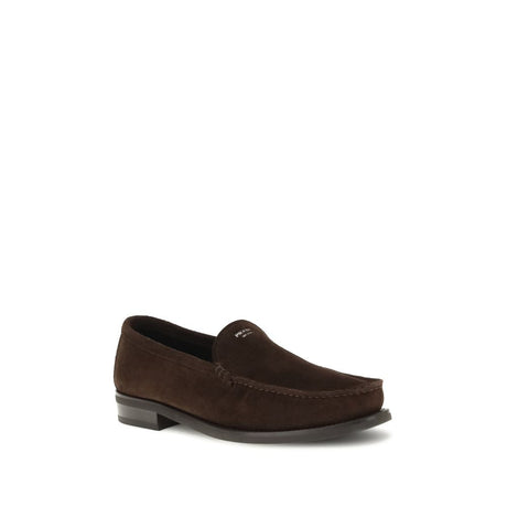 Prada Brown Calf Leather Bos Taurus Slip-On Loafers