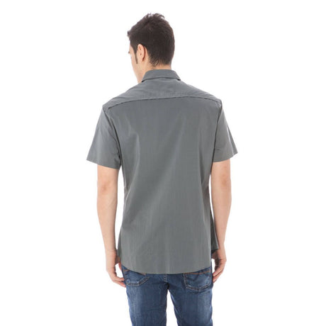 Costume National "Gray Cotton Men's Shirt with Italian Collar"