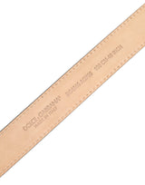 Dolce & Gabbana Metallic Leather Silver Tone Logo Buckle Belt