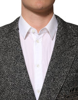 Dolce & Gabbana Black White Double Breasted Men Suit Blazer
