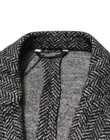 Dolce & Gabbana Black White Double Breasted Men Suit Blazer