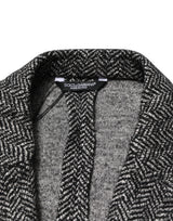 Dolce & Gabbana Dark Gray White Double Breasted Men Suit Blazer