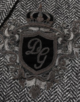 Dolce & Gabbana Black White Double Breasted Men Suit Blazer