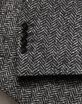 Dolce & Gabbana Dark Gray White Double Breasted Men Suit Blazer