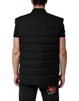 Dolce & Gabbana Black Sleeveless Parka Logo Plaque Jacket
