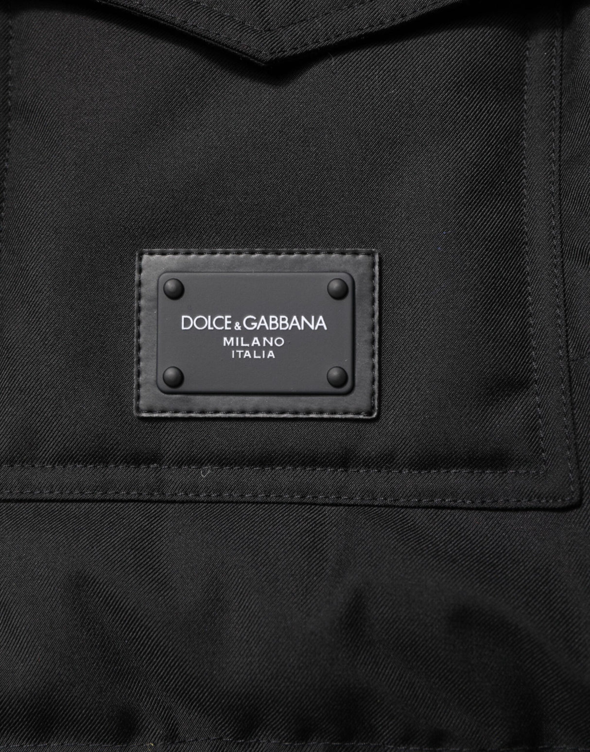 Dolce & Gabbana Black Sleeveless Parka Logo Plaque Jacket