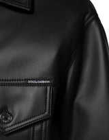 Dolce & Gabbana Black Polyester Button Down Biker Jacket