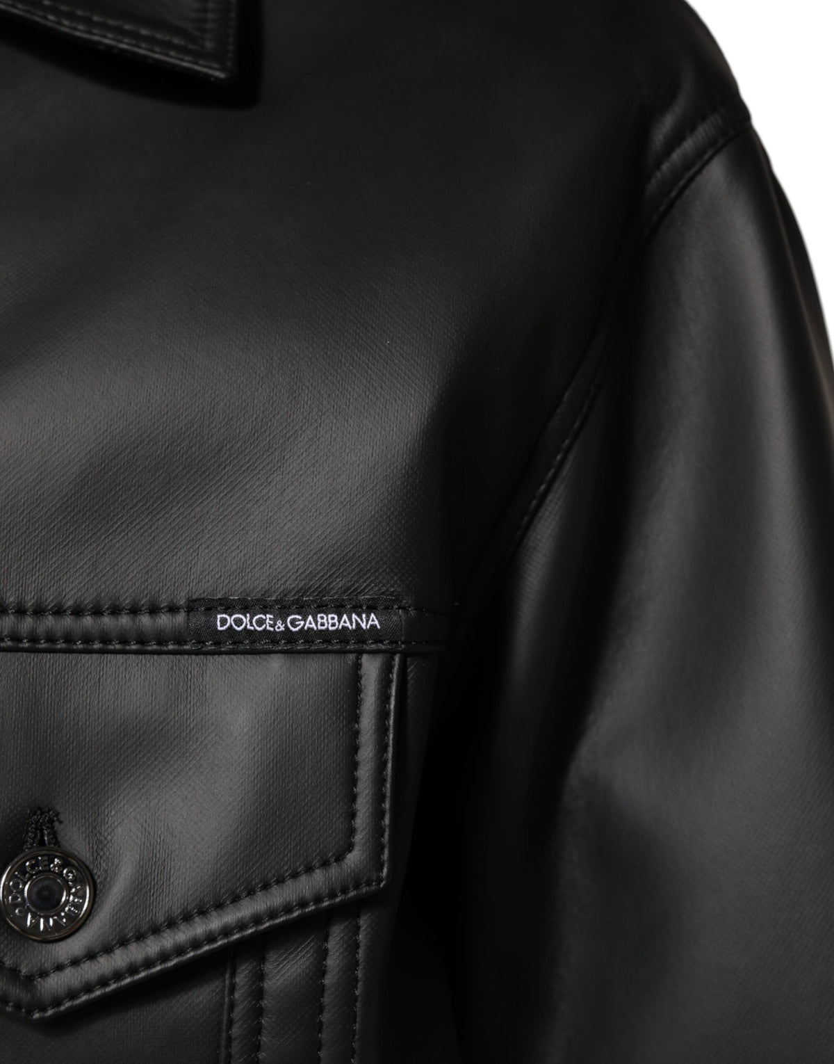 Dolce & Gabbana Black Polyester Button Down Biker Jacket