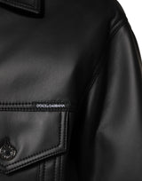Dolce & Gabbana Black Polyester Button Down Biker Jacket