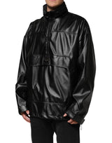 Dolce & Gabbana Black Polyester Logo Plaque Bomber Jacket