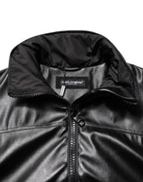 Dolce & Gabbana Black Polyester Logo Plaque Bomber Jacket