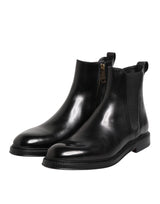 Dolce & Gabbana Black Chelsea Leather Mid Calf Boots Shoes