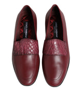 Dolce & Gabbana Burgundy Leather Formal Slip On Shoes