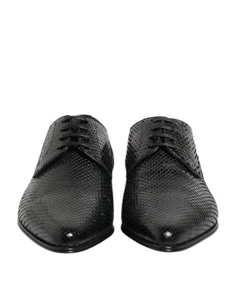 Dolce & Gabbana Black Exotic Leather Lace Up Derby Shoes