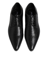 Dolce & Gabbana Black Exotic Leather Lace Up Derby Shoes