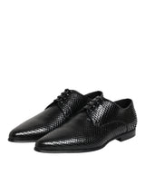 Dolce & Gabbana Black Exotic Leather Lace Up Derby Shoes
